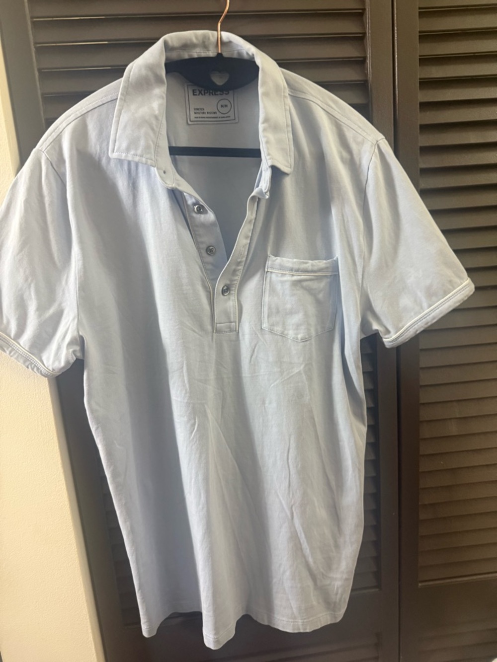 Express Pale Blue Short Sleeve Polo with Chest Pocket
